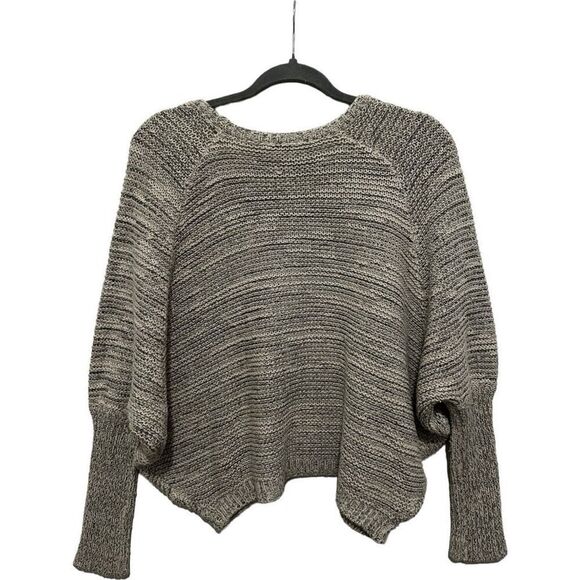 Moussy Gray White Knit Scoop Neck Dolman Long Sleeve Pullover Sweater One Size - Picture 7 of 11